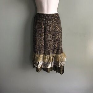 Acorn peplum hem animal print midi skirt 10